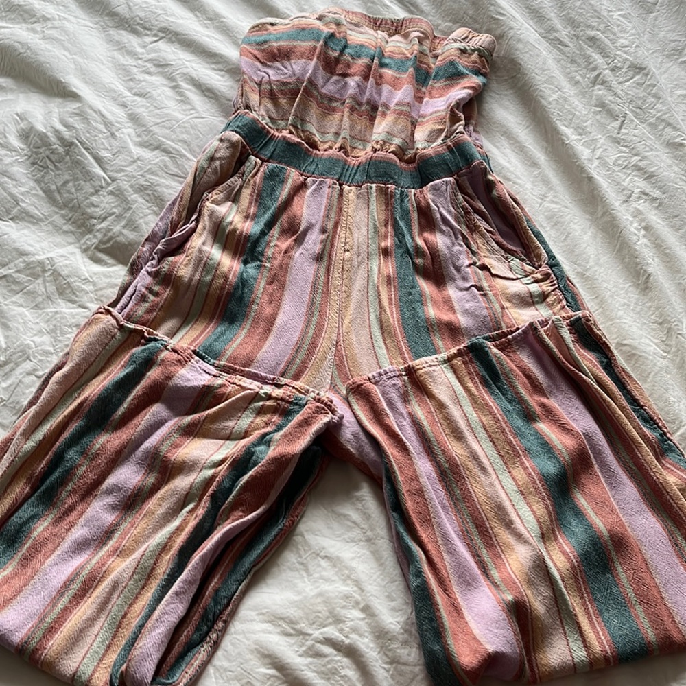 AE striped strapless jumpsuit